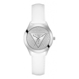 Reloj Guess Glitz Plaque Malla Blanca Gw0745l3 Elegante