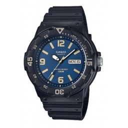 Reloj Pulsera Casio Mrw-200h-3b Con Correa De Resina Color Negro - Fondo Azul