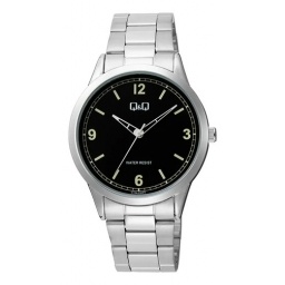 Reloj Q&q Correa Acero Inoxidable Esfera Negro Analogico