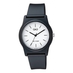 Reloj Q&q Clasico Hombre Analogo Malla De Pvc Negro