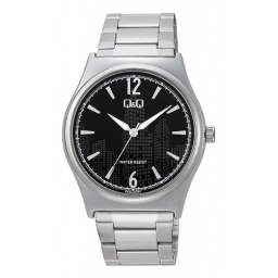 Reloj Q&q Correa Acero Inoxidable Esfera Negro Metal