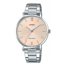 Reloj Pulsera Casio Acero Inoxidable Esfera Color Crema